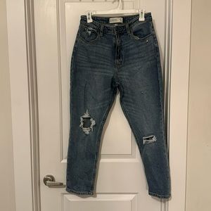 Abercrombie curve love distressed mom Jean